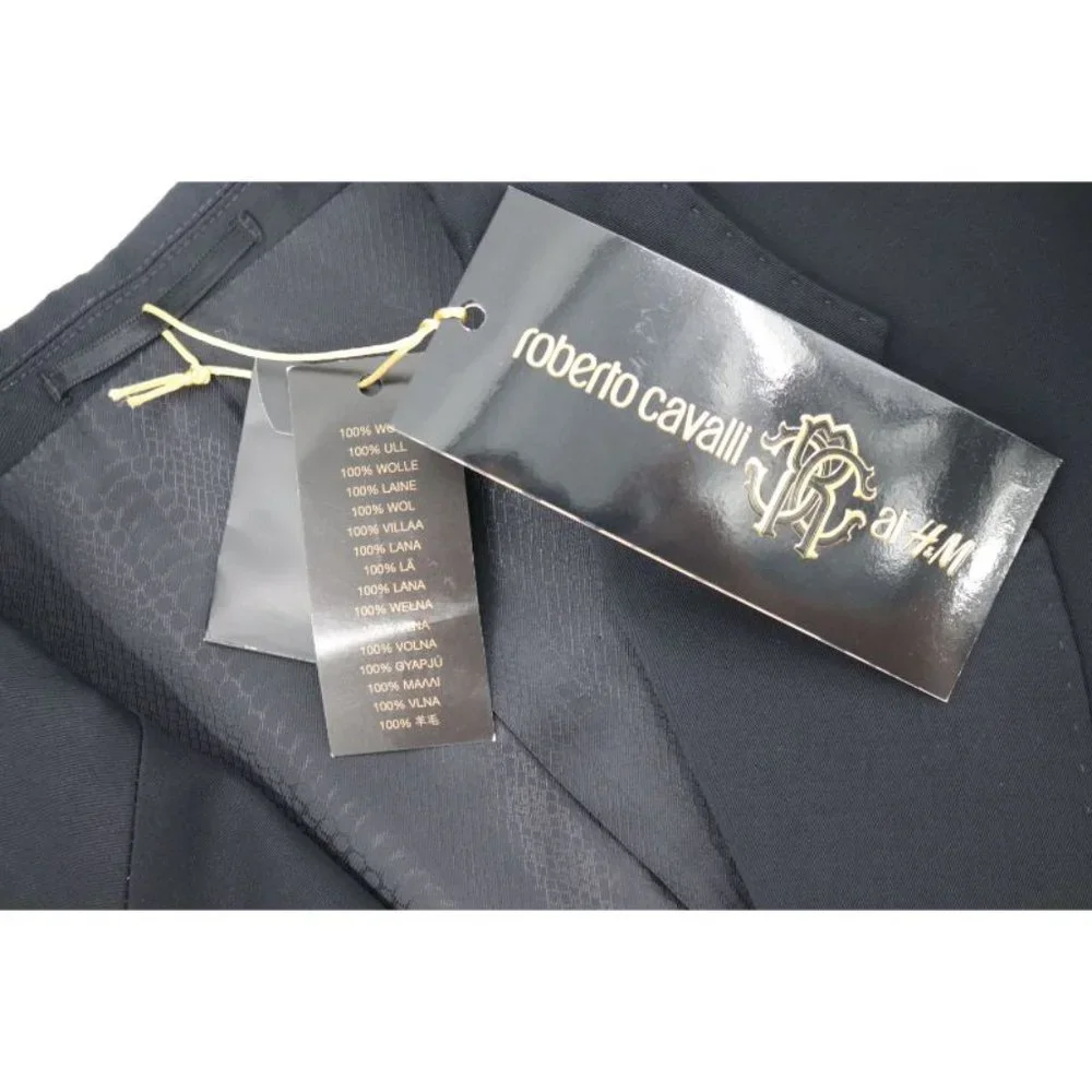 NWT Roberto Cavalli x H&M Men's 42R 2 Button Black Wool sport coat Blazer Jacket